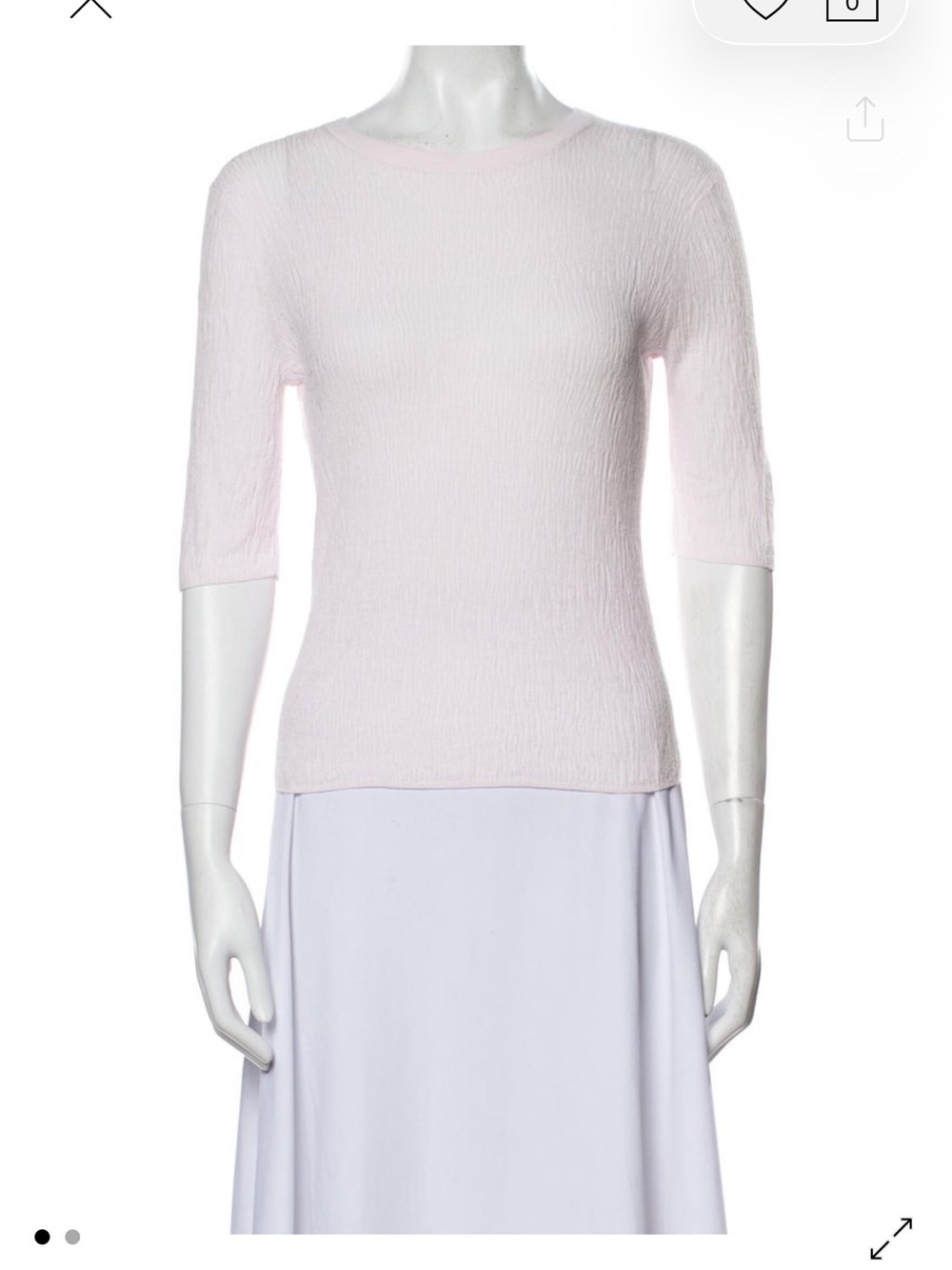 Vince Light Pink Textured Crewneck Long Sleeve Top